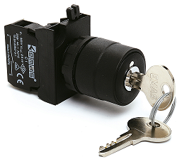 CP200AC20 Кнопка с ключом с фиксацией 0-1, ключ вынимается во всех положениях (1НЗ) IP65. РИТЕТ