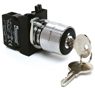 CM101AC20 Кнопка с ключом, с фиксацией 0-1, ключ выним. во всех полож. (2НО) IP65 металл. РИТЕТ